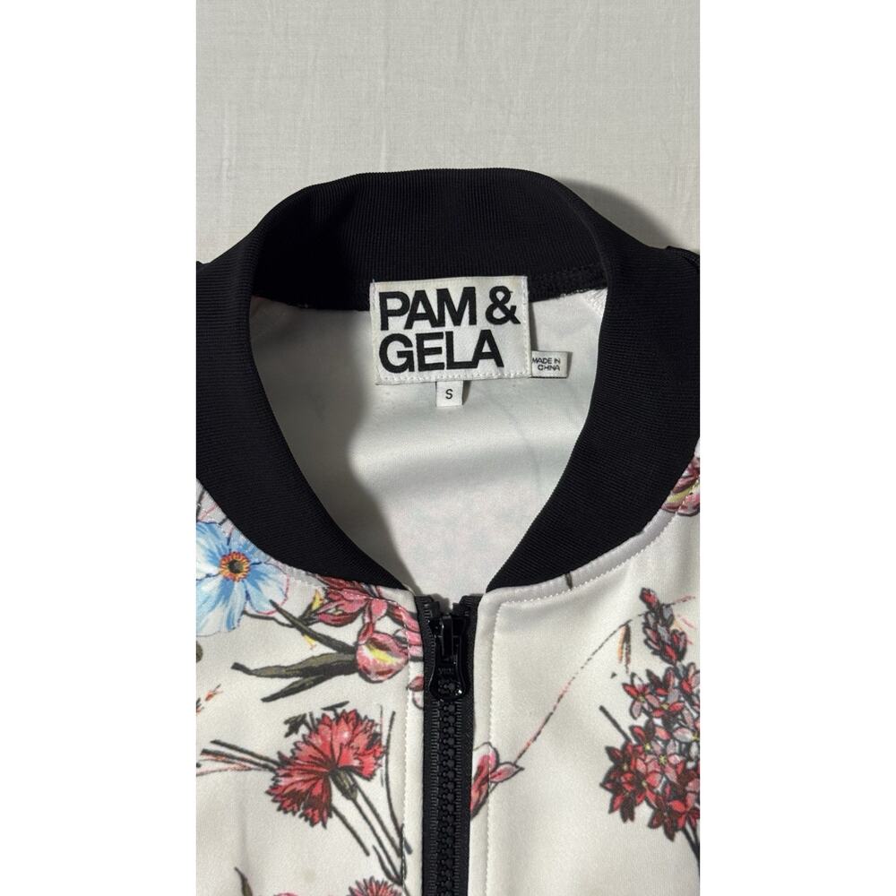 Pam & Gela Floral Print Bomber Jacket Zip Front Size Small - Picture 3 of 8